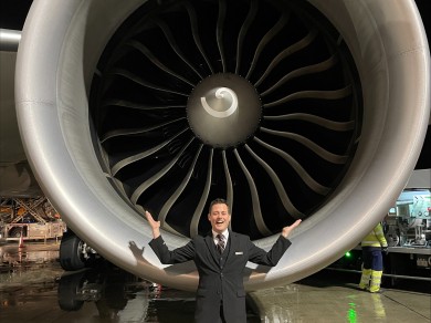 Marco infront of the aircraft. 