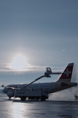 Aircraft getting de-iced
