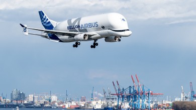 The Airbus Beluga XL is about to land. 