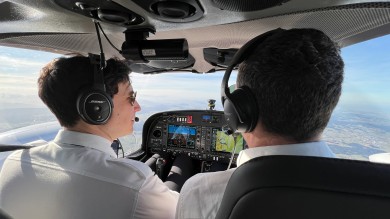 Two pilots are flying one aircraft to Zurich. 