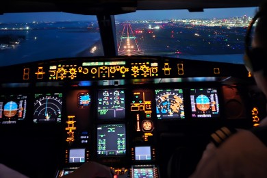 Aussicht aus dem Cockpit. 