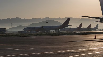 Der Flughafen von Kabul am Morgen.
