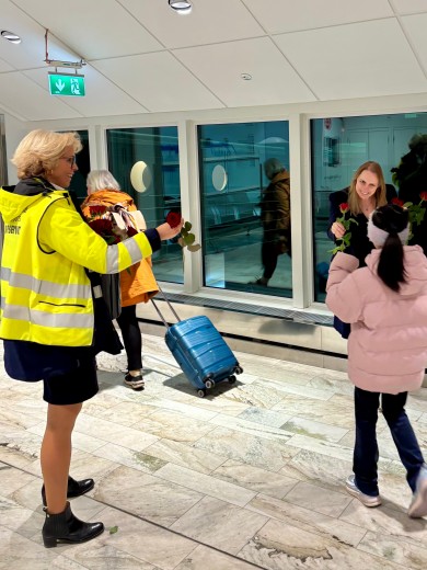 In Gothenburg, women and children are allowed to board first and receive a red rose for International Women's Day.
