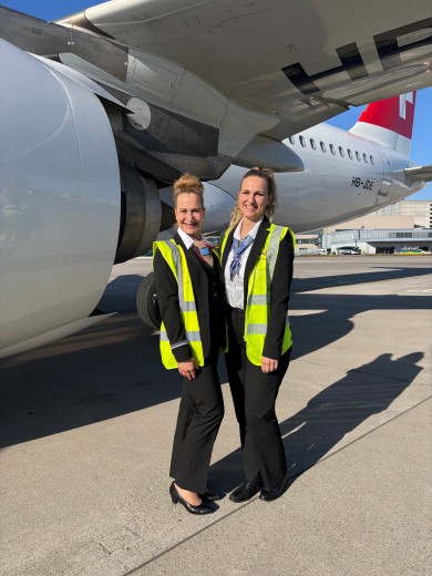 Sibylle Port, Duty Station Manager at SWISS, together with Salome Kappler, Operations Manager at Swissport.