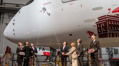 Die Taufe unseres Airbus A350 auf den Namen «Lausanne».