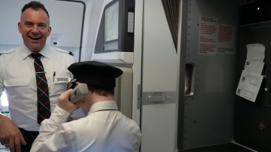 Vincent during one of his announcements to passengers.