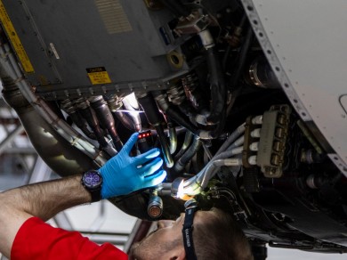 Extra lighting for working on the aircraft.
