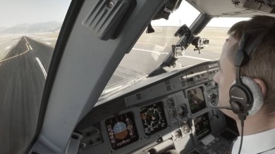 One of the pilots pictured during landing 