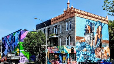 Street Art entlang des Boulevard Saint-Laurent zeigt Montreals lebendige Kunstszene.