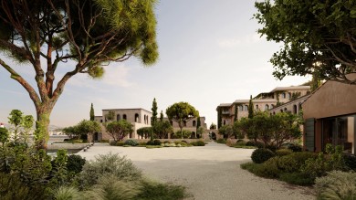 hotel complex with greenery