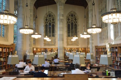 Study within historic walls - one of the libraries at Yale University. 