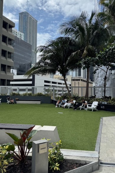 The Brickell City Centre also features a beautiful platform, perfect for enjoying the sunshine and taking a break from shopping.